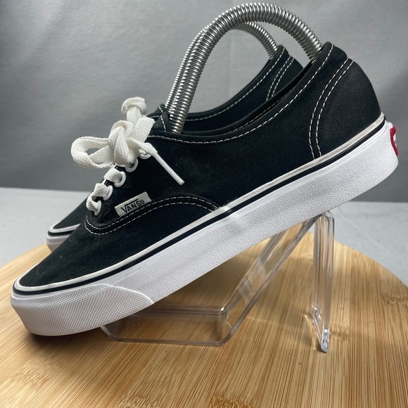 Vans Authentic Black Canvas Low Top Sneakers Shoes Men 7 Women 8.5 - Picture 3 of 11